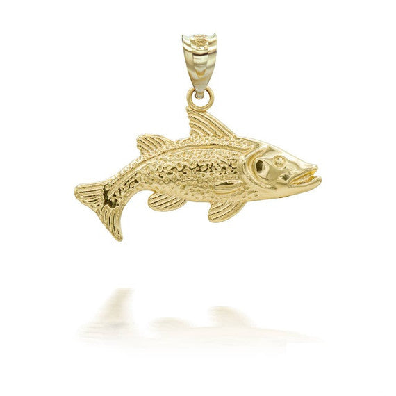 Gold Trout Fish Pendant Necklace (Available in Yellow/Rose/White Gold)