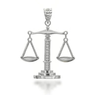 925 Sterling Silver Cubic Zirconia Scale Of Justice Pendant Necklace