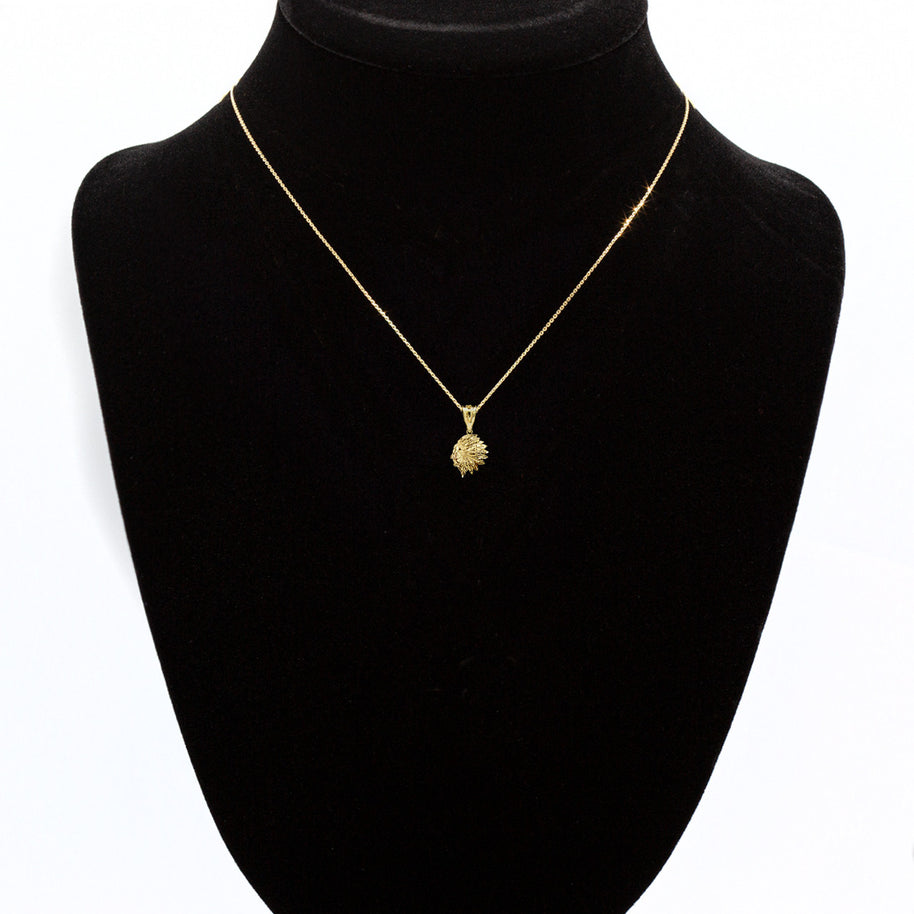 Gold Native American Apache 3D Charm Necklace (Available in Yellow/Rose/White Gold)