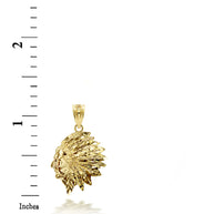 Gold Native American Apache 3D Charm Necklace (Available in Yellow/Rose/White Gold)