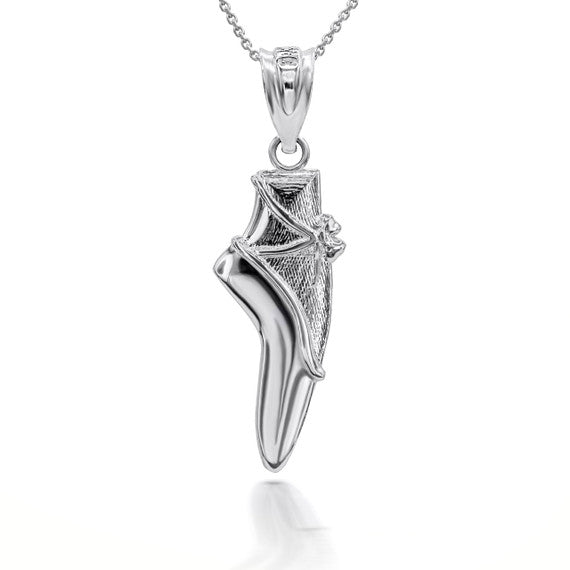 Sterling Silver Ballet Shoe 3D Charm Necklace