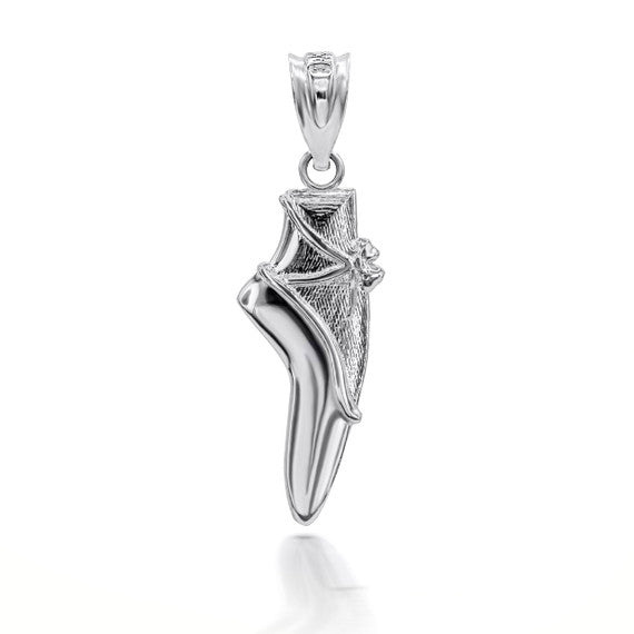 Sterling Silver Ballet Shoe 3D Charm Necklace