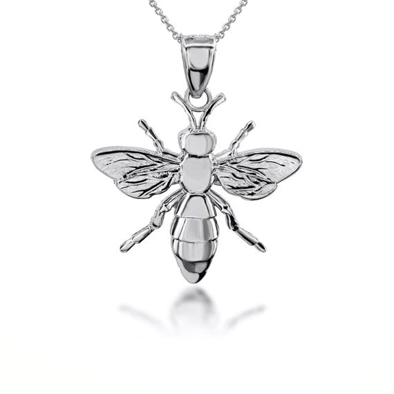Gold 3D Bumble Bee Charm Pendant Necklace (Available in Yellow/Rose/White Gold)