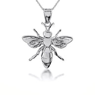 Gold 3D Bumble Bee Charm Pendant Necklace (Available in Yellow/Rose/White Gold)