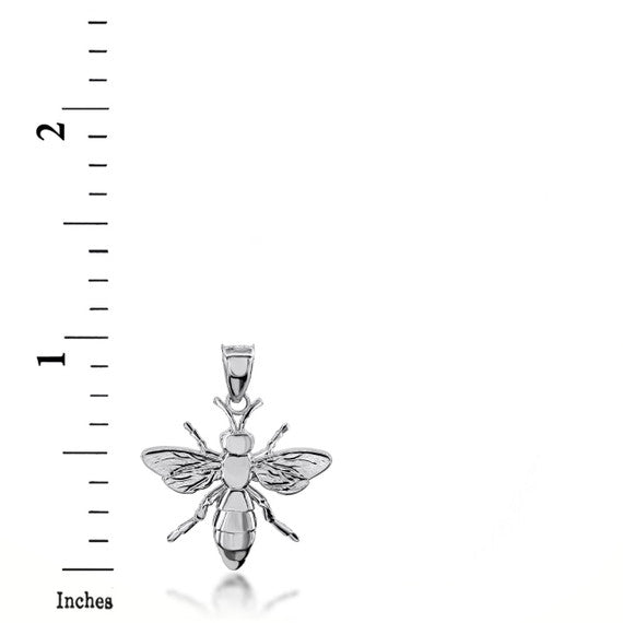 Sterling Silver 3D Bumble Bee Charm Pendant Necklace