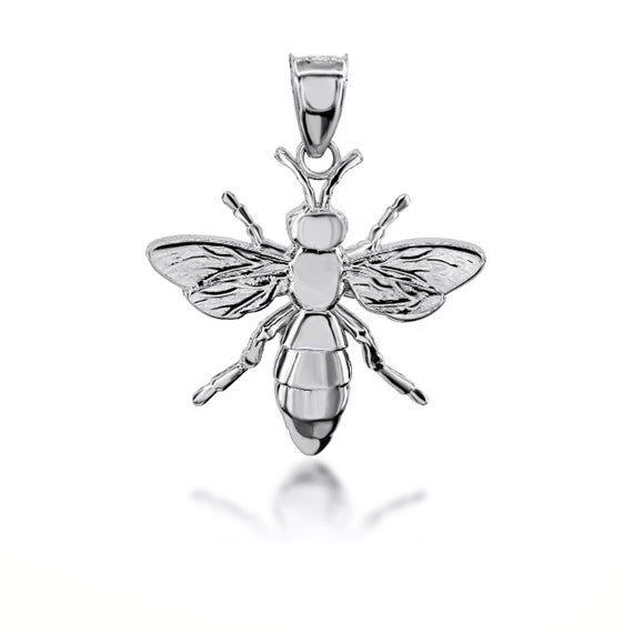 Gold 3D Bumble Bee Charm Pendant Necklace (Available in Yellow/Rose/White Gold)