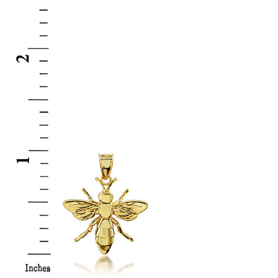 Gold 3D Bumble Bee Charm Pendant Necklace (Available in Yellow/Rose/White Gold)
