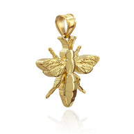 Gold 3D Bumble Bee Charm Pendant Necklace (Available in Yellow/Rose/White Gold)
