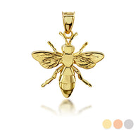 Gold 3D Bumble Bee Charm Pendant Necklace (Available in Yellow/Rose/White Gold)