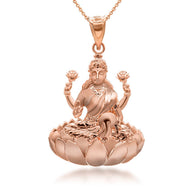 Gold Lakshmi God Hindu Pendant Necklace (Available in Yellow/Rose/White Gold)