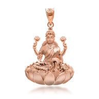 Gold Lakshmi God Hindu Pendant Necklace (Available in Yellow/Rose/White Gold)