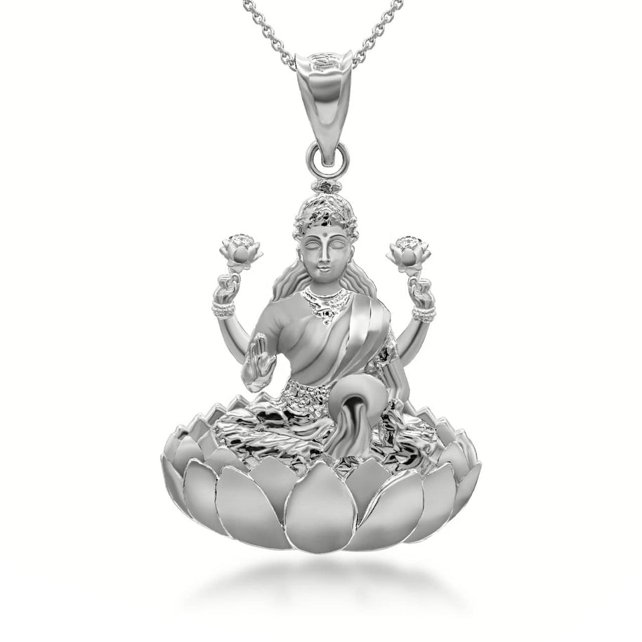Gold Lakshmi God Hindu Pendant Necklace (Available in Yellow/Rose/White Gold)