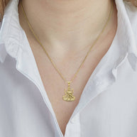 Gold Lakshmi God Hindu Pendant Necklace (Available in Yellow/Rose/White Gold)