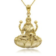 Gold Lakshmi God Hindu Pendant Necklace (Available in Yellow/Rose/White Gold)