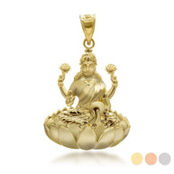 Gold Lakshmi God Hindu Pendant Necklace (Available in Yellow/Rose/White Gold)