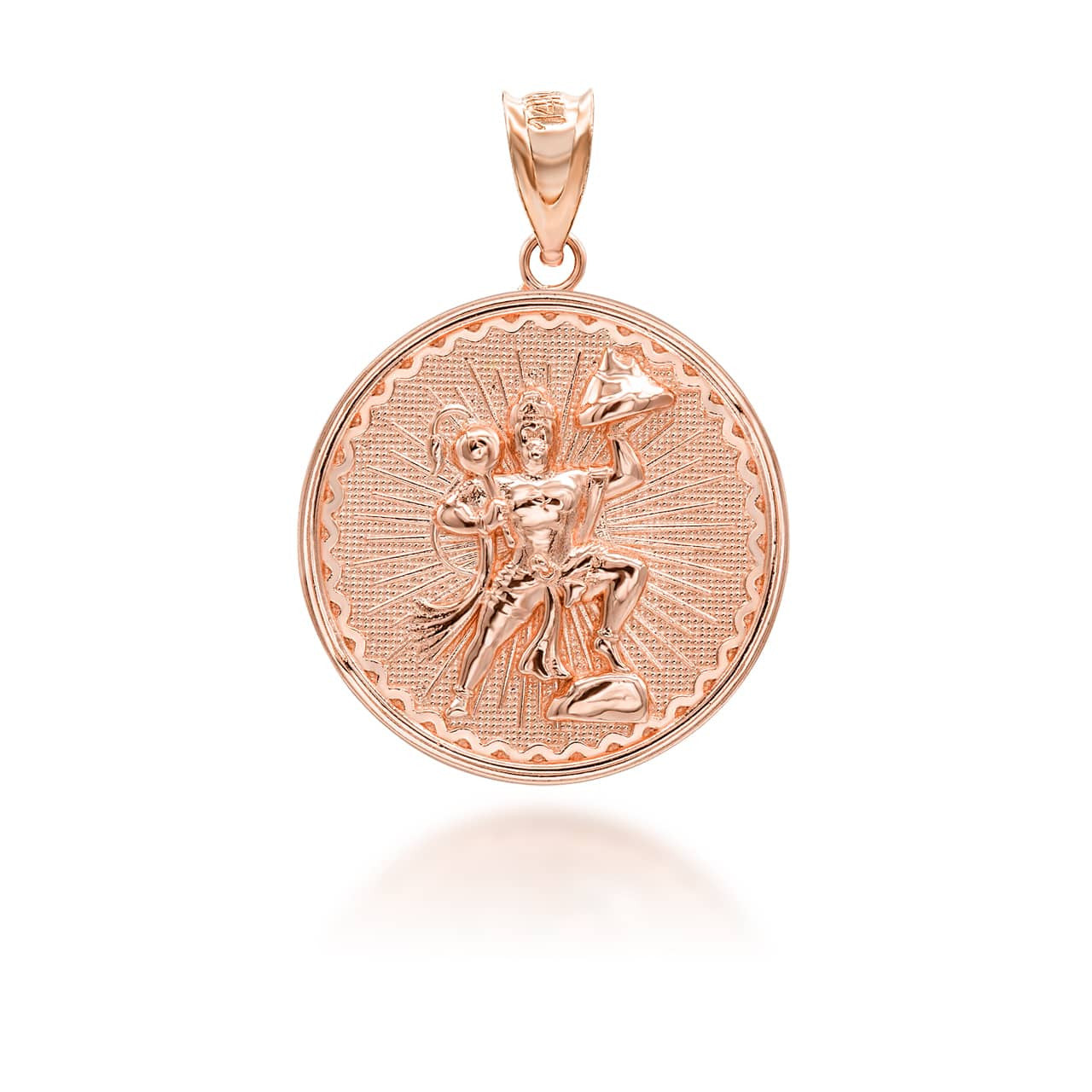 Gold Lord Hanuman Hindu God Coin Pendant/Necklace (Available in Yellow/Rose/White Gold)