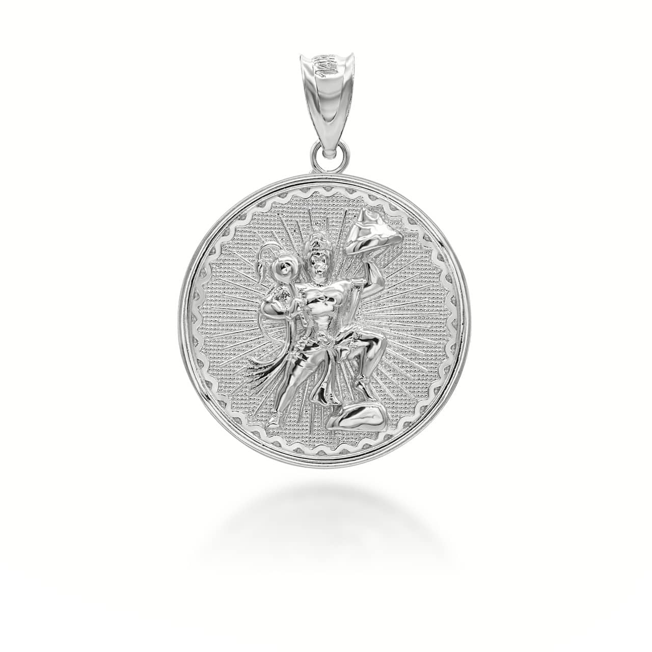 Gold Lord Hanuman Hindu God Coin Pendant/Necklace (Available in Yellow/Rose/White Gold)