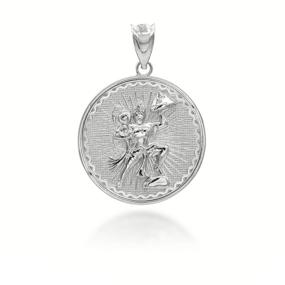 Gold Lord Hanuman Hindu God Coin Pendant/Necklace (Available in Yellow/Rose/White Gold)