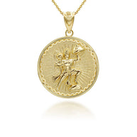 Gold Lord Hanuman Hindu God Coin Pendant/Necklace (Available in Yellow/Rose/White Gold)