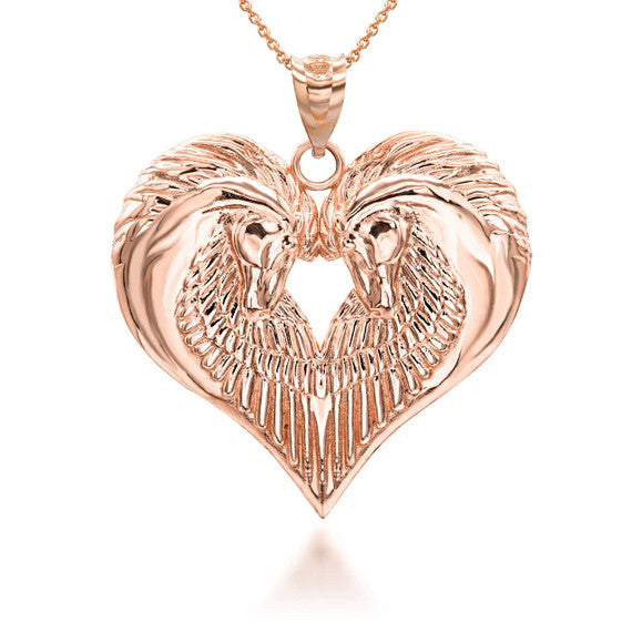 Gold Heart Horse Pendant Necklace(Available in Yellow/Rose/White Gold)