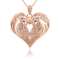 Gold Heart Horse Pendant Necklace(Available in Yellow/Rose/White Gold)