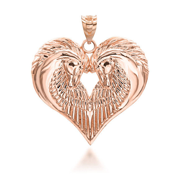 Gold Heart Horse Pendant Necklace(Available in Yellow/Rose/White Gold)