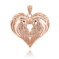 Gold Heart Horse Pendant Necklace(Available in Yellow/Rose/White Gold)