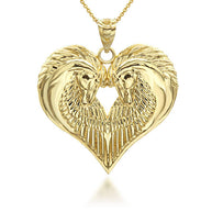 Gold Heart Horse Pendant Necklace(Available in Yellow/Rose/White Gold)