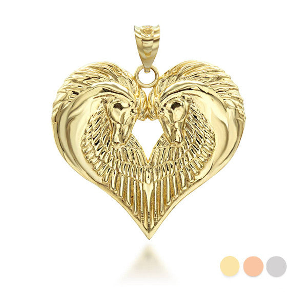Gold Heart Horse Pendant Necklace(Available in Yellow/Rose/White Gold)