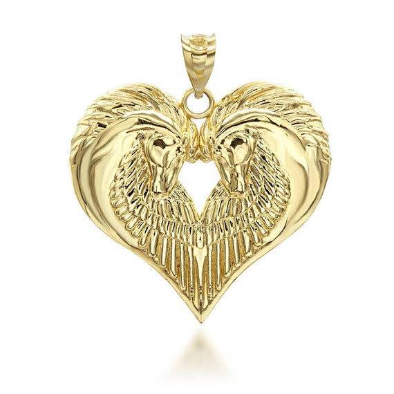 Gold Heart Horse Pendant Necklace(Available in Yellow/Rose/White Gold)
