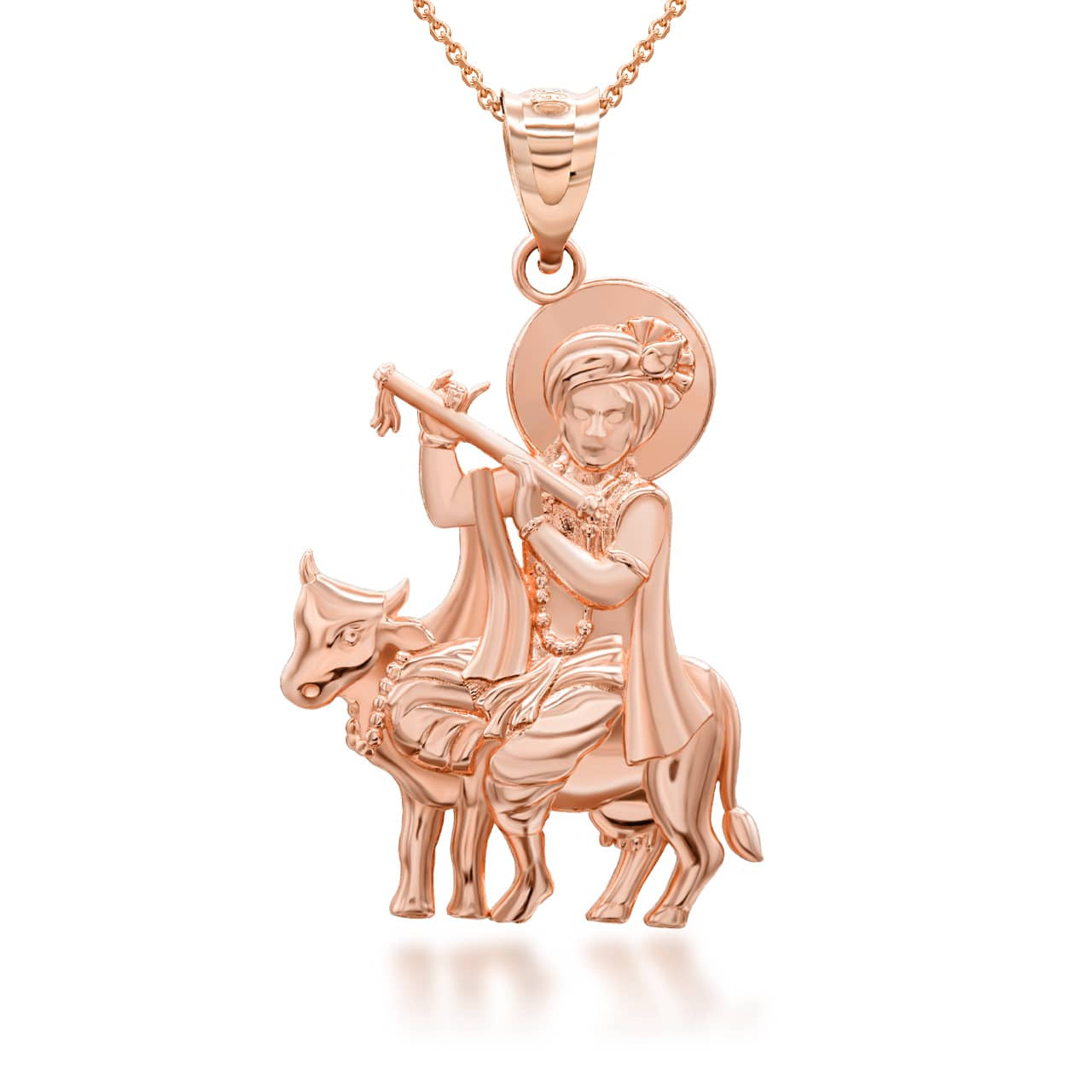 Gold Lord Krishna Hindu Pendant Necklace (Available in Yellow/Rose/White Gold)
