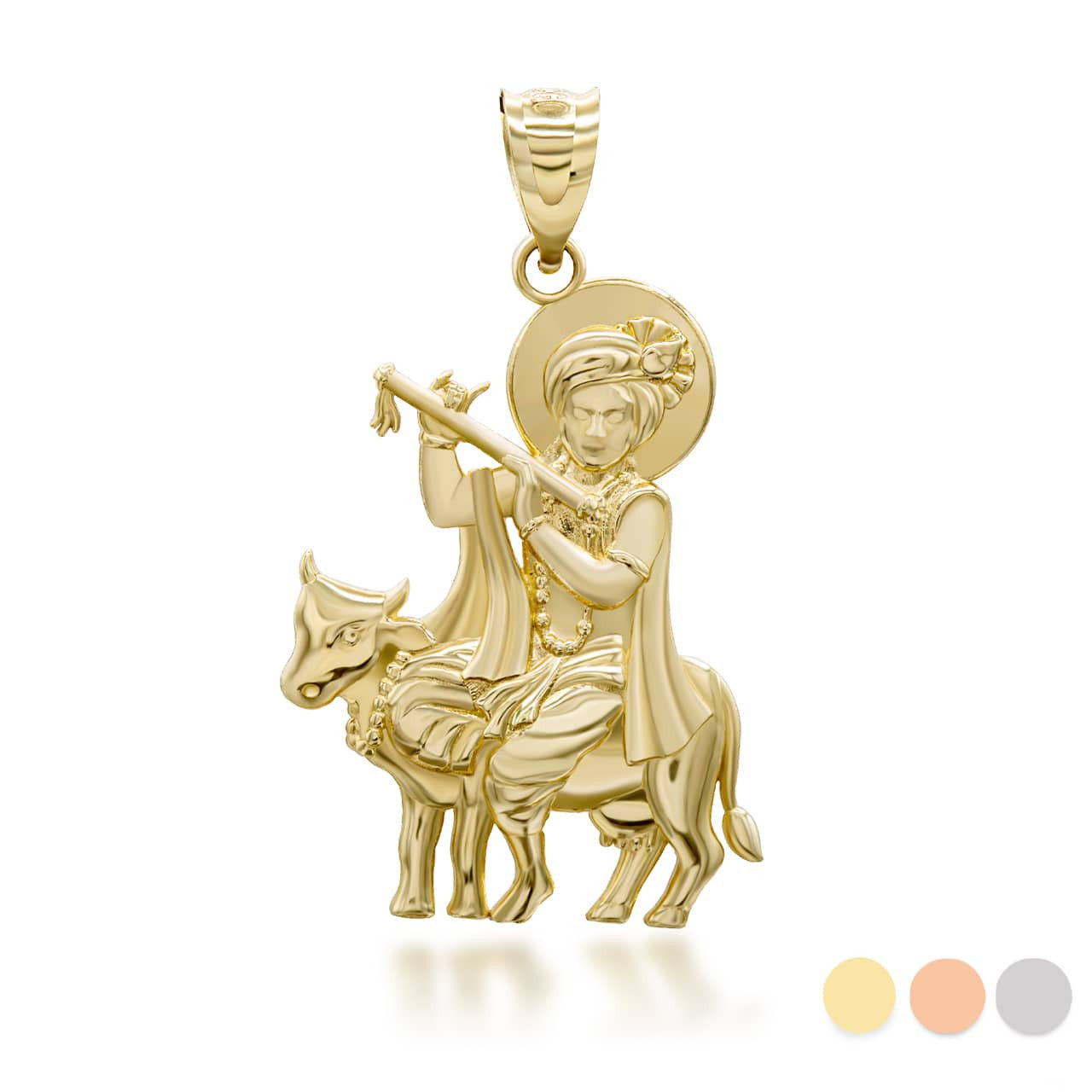 Gold Lord Krishna Hindu Pendant Necklace (Available in Yellow/Rose/White Gold)