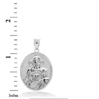 925 Sterling Silver 3D Jesus Christ Sacred Heart Oval Pendant Necklace
