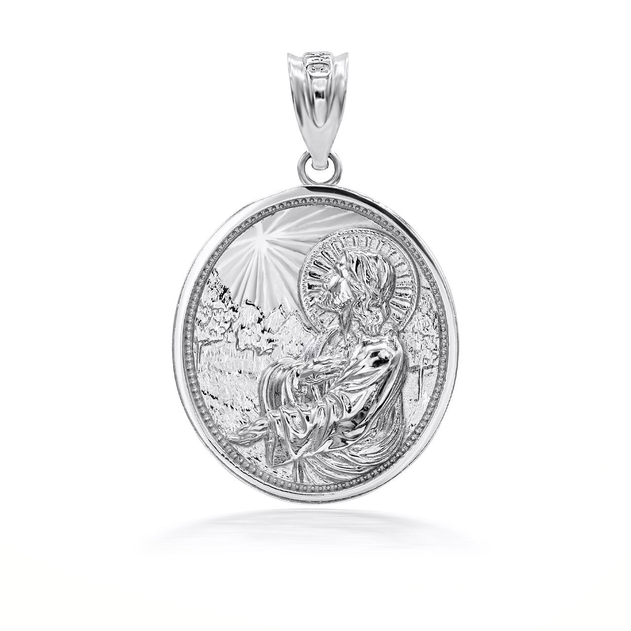 925 Sterling Silver Jesus Christ Sermon On The Mount Pendant Necklace