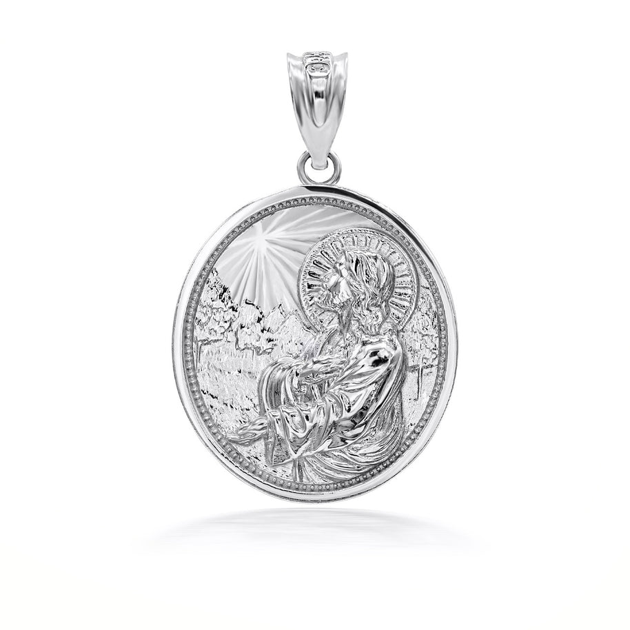 925 Sterling Silver Jesus Christ Sermon On The Mount Pendant Necklace