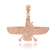 Gold Faravahar Ahura Mazda Pendant Necklace (Available in Yellow/Rose/White Gold)