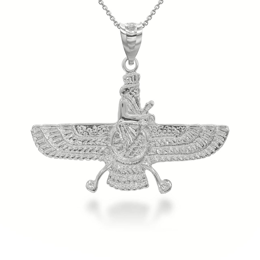 Gold Faravahar Ahura Mazda Pendant Necklace (Available in Yellow/Rose/White Gold)