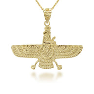 Gold Faravahar Ahura Mazda Pendant Necklace (Available in Yellow/Rose/White Gold)