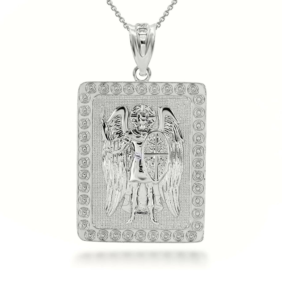 Sterling Silver Saint Michael ArchAngel 3D Charm Necklace