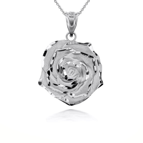925 Sterling Silver Rose Flower Necklace