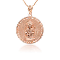 Gold Lord Ganesha Hindu Coin Pendant (Available in Yellow/Rose/White Gold)