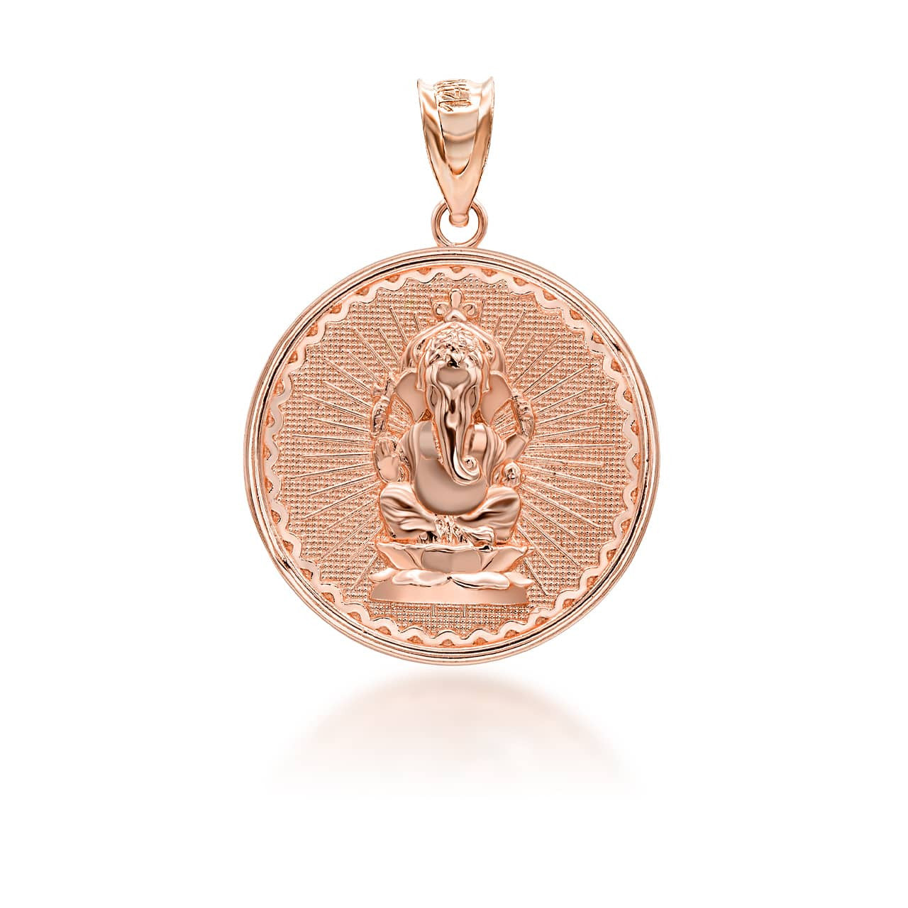 Gold Lord Ganesha Hindu Coin Pendant (Available in Yellow/Rose/White Gold)