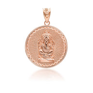 Gold Lord Ganesha Hindu Coin Pendant (Available in Yellow/Rose/White Gold)