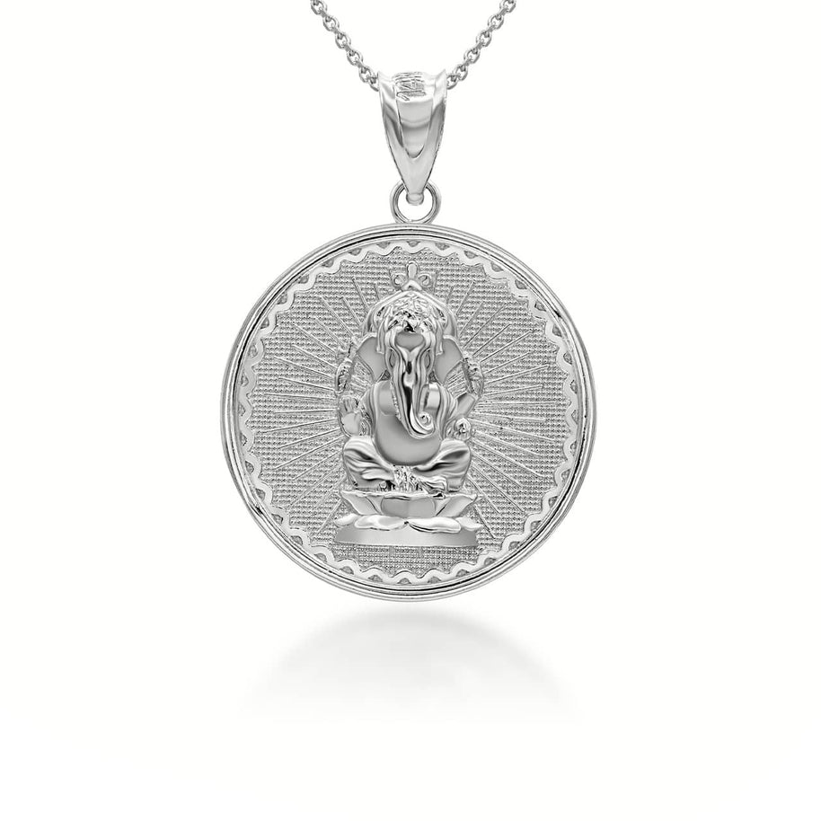 Gold Lord Ganesha Hindu Coin Pendant (Available in Yellow/Rose/White Gold)