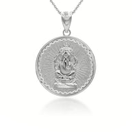 Gold Lord Ganesha Hindu Coin Pendant (Available in Yellow/Rose/White Gold)