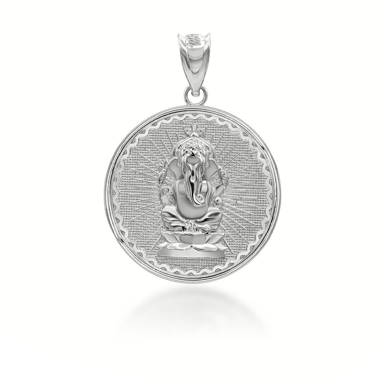 Gold Lord Ganesha Hindu Coin Pendant (Available in Yellow/Rose/White Gold)