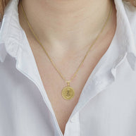 Gold Lord Ganesha Hindu Coin Pendant (Available in Yellow/Rose/White Gold)