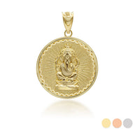 Gold Lord Ganesha Hindu Coin Pendant (Available in Yellow/Rose/White Gold)
