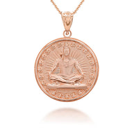 Gold Hindu Lord Shiva Milgrain Coin Pendant Necklace (Available in Yellow/Rose/White Gold)