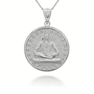 .925 Sterling Silver Hindu Lord Shiva Milgrain Coin Pendant Necklace